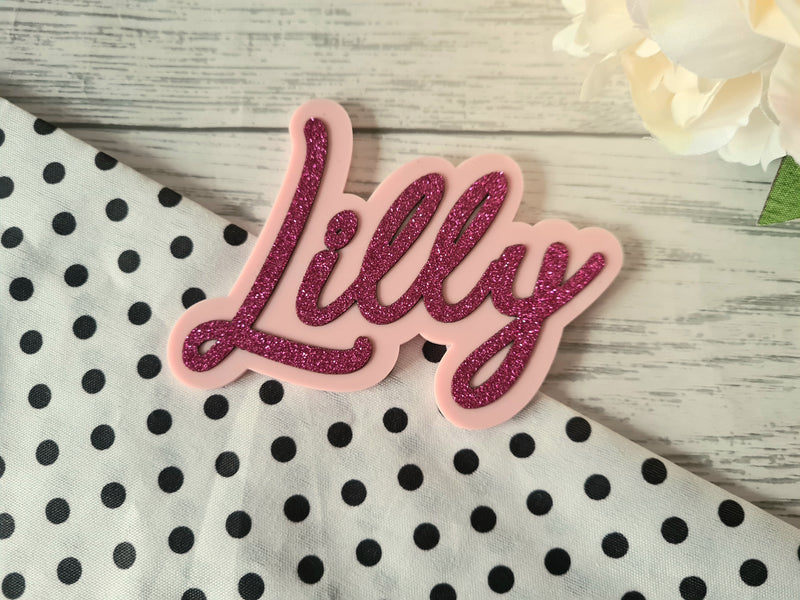Personalised acrylic and glitter birthday NAME cake charm Any name
