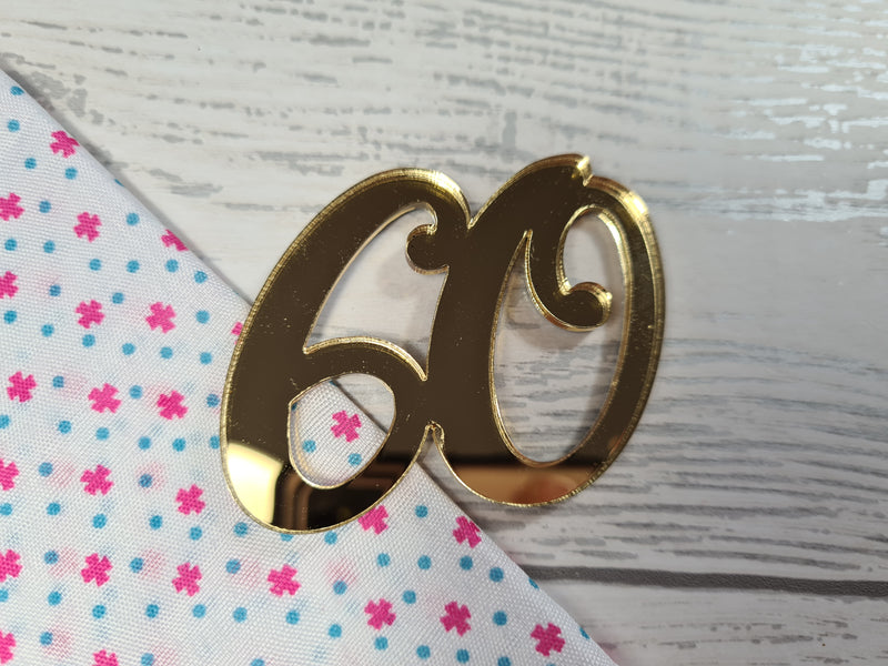 Personalised Mirrored acrylic birthday age cake charm Any Age rose gold, gold or silver