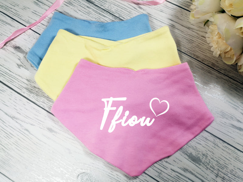 Personalised Baby Heart Name Bandana Bibs