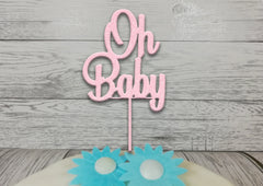 Personalised wooden Glitter Oh Baby cake topper  New Baby Baby shower Gender reveal Any colour