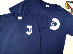Personalised Matching Father and Son or Daughter  Navy T-shirt