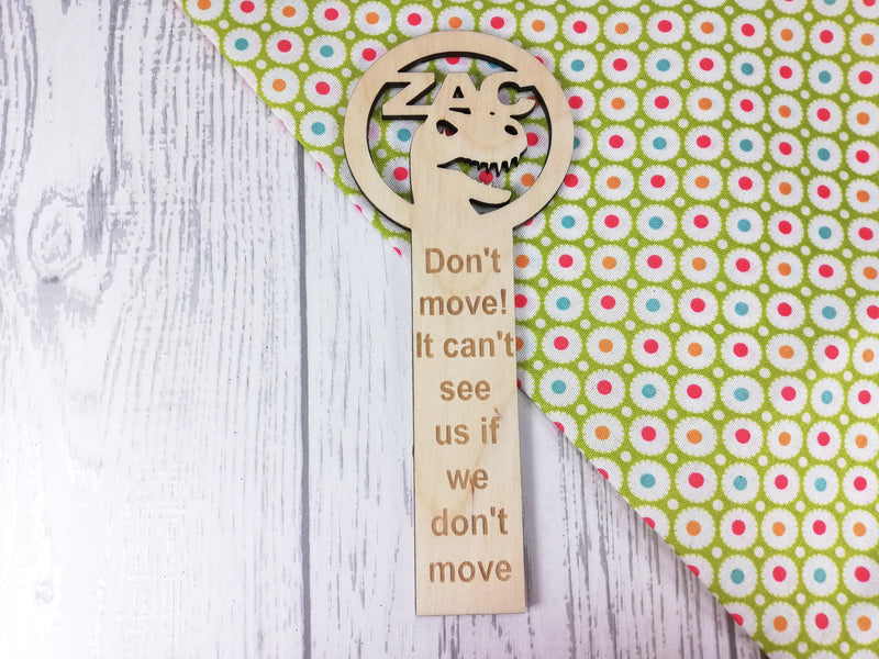 Personalised Wooden dinosaur Bookmark Any Name Any Message