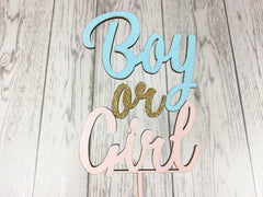 Personalised wooden Glitter Baby Boy or Girl cake topper