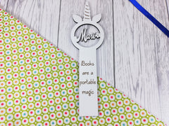 Personalised White unicorn Bookmark Any Name Any Message