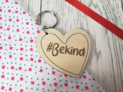 Personalised Wooden Heart #Bekind Be kind Keyring