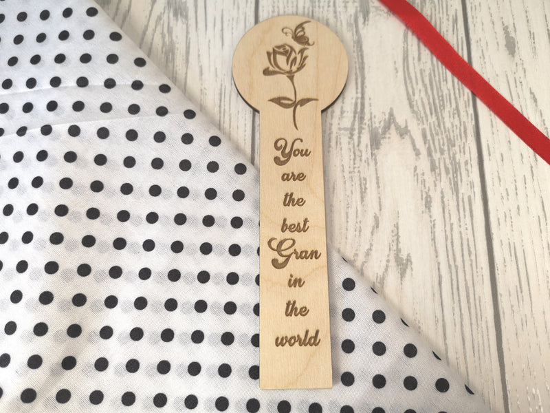 Personalised Wooden Flower Best Gran Mum Bookmark Any Name