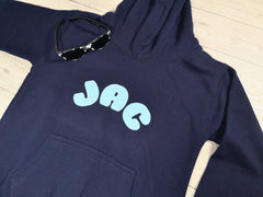 Personalised Kids Navy hoodie with name detail for Boys and girls