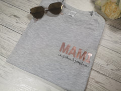 Personalised Women's grey t-shirt with Name and kids names