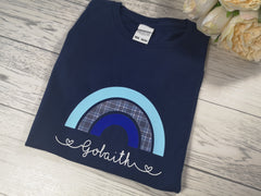 Personalised Rainbow kids Navy custom t-shirt