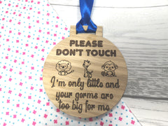 Custom oak Baby pram hanging sign Please don't touch gift