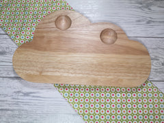 Personalised Engraved Dippy eggs Wooden Cloud Shaped egg breakfast supper board