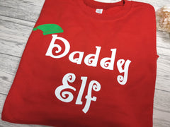 Custom Unisex Family RED Elf Christmas jumper with name detail
