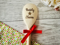 Custom Engraved Welsh Nadolig llawen Wooden Spoon Christmas