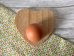 Personalised Engraved Name made with love Wooden Heart Shaped egg breakfast board 12cm