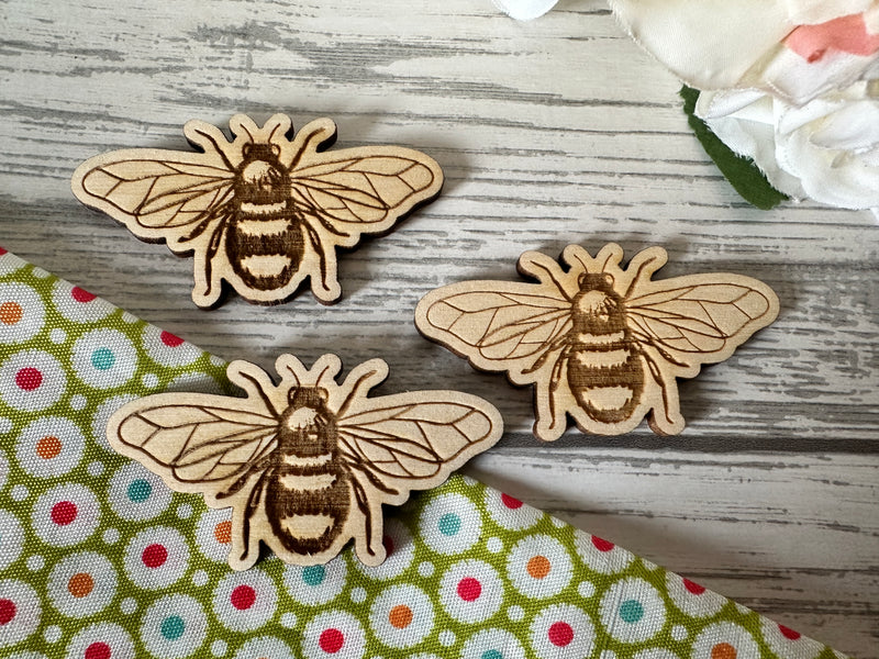 Custom plain wooden engraved Birthday cake bumble bee charm