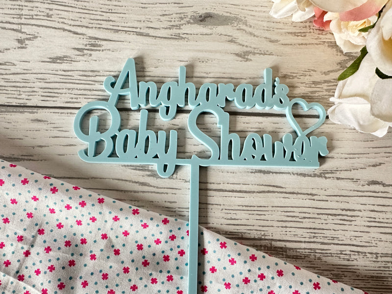 Personalised acrylic Baby shower cake topper Any name any colour