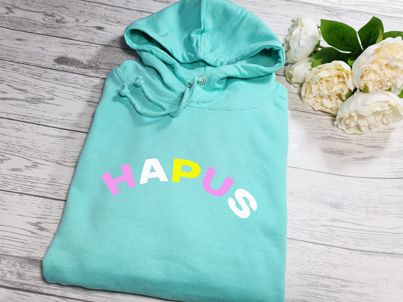 Personalised Welsh UNISEX MINT hoodie with Rainbow wording detail