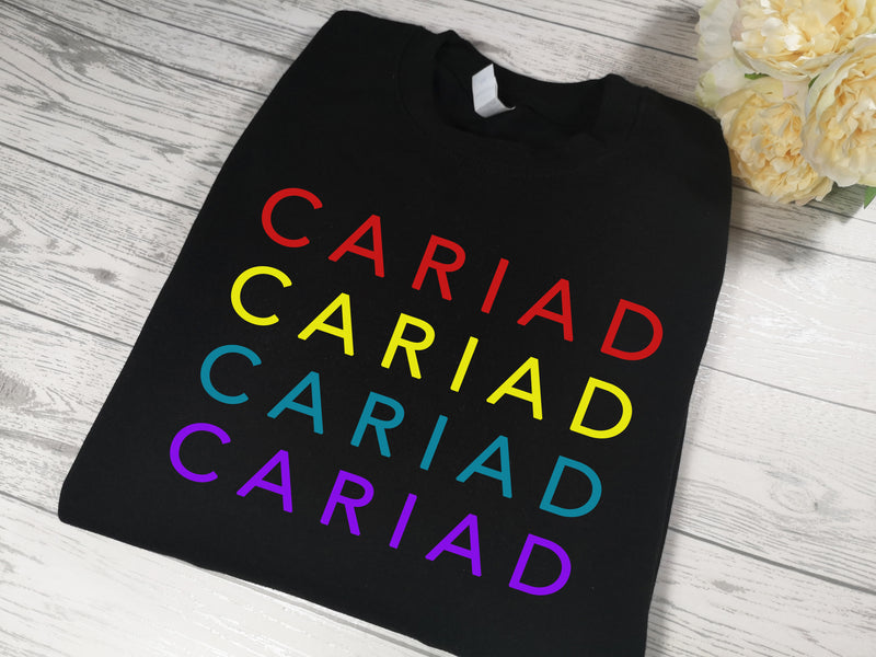 Custom Unisex BLACK  jumper welsh CARIAD detail