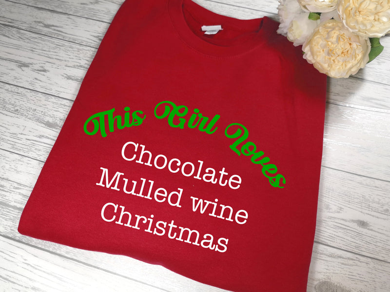 Personalised Unisex RED Christmas jumper This girl loves ...