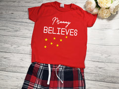 Personalised Family Christmas RED and tartan pyjamas Pjs Name believes detail