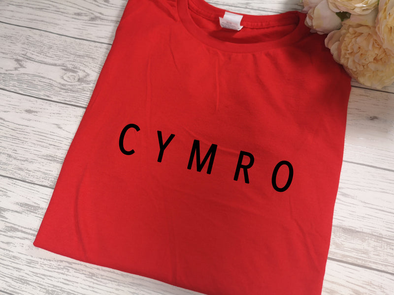 Custom Welsh RED Kids CYMRO t-shirt with choice of colour detail