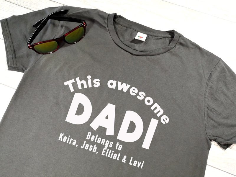 Personalised This awesome Dad belongs to Grey T-shirt for Father's day