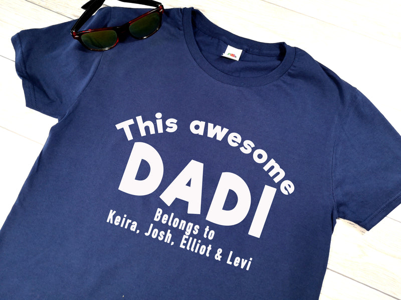 Personalised This awesome Dad belongs to Navy T-shirt for Father's day