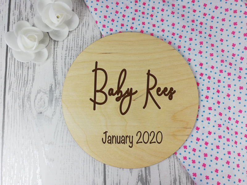 Personalised Engraved wooden Baby Announcement sign