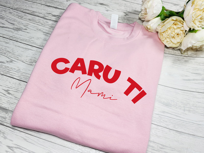 Personalised Unisex BABY PINK jumper welsh CARU TI detail