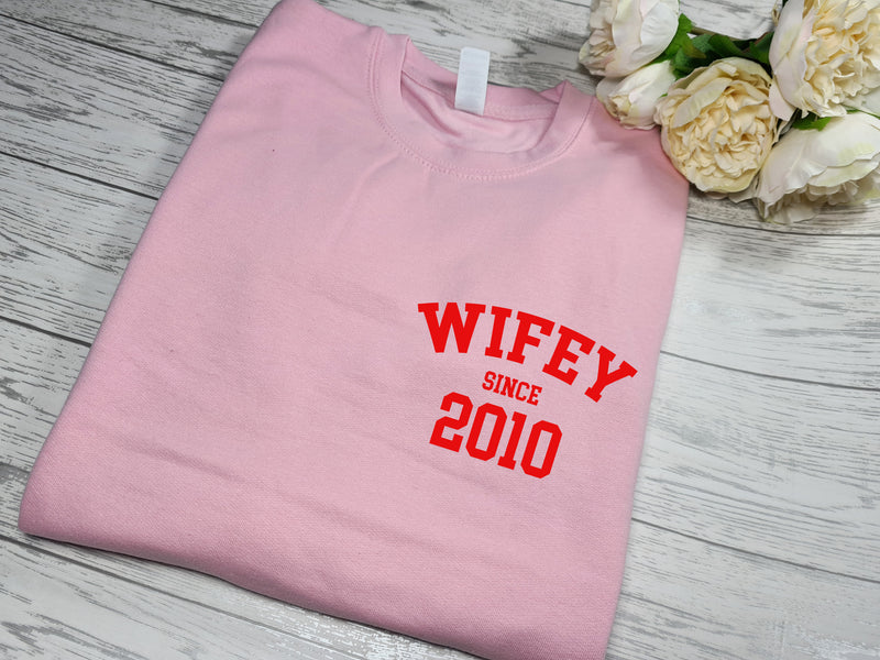 Personalised Unisex Baby pink  jumper Any surname or NAME Since year detail