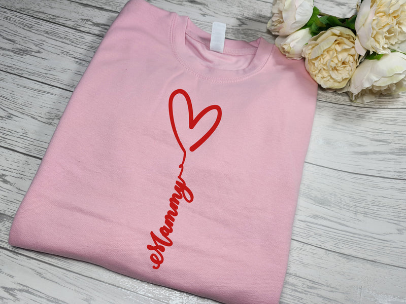 Personalised Unisex  BABY PINK  jumper heart and name detail