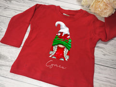 Custom Welsh Baby long sleeve RED t-shirt CYMRU boy or girl gonk