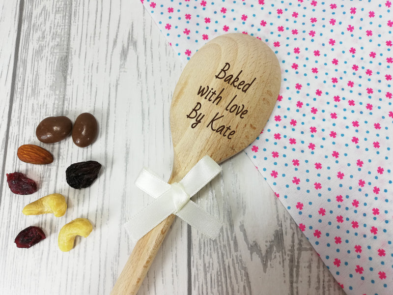 Personalised Engraved  Baked with Love by Wooden Spoon Any name