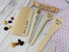 Personalised Engraved Wooden Children's Baking Set Baked By Any Name