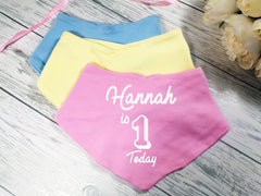 Personalised Baby Birthday 1 today Name Bandana Bibs