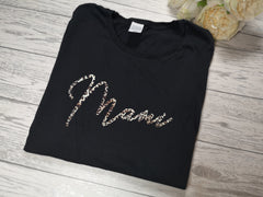 Personalised Women's Black t-shirt Fancy Mummy / Mami / Name