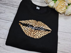 Personalised Unisex  BLACK Lips NAME jumper in a choice of colour detail