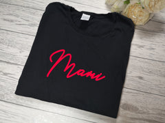 Personalised Women's Black t-shirt Fancy Mummy / Mami / Name