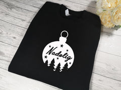 Custom Unisex BLACK welsh  NADOLIG bauble jumper