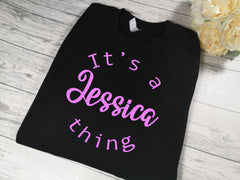 Personalised KIDS BLACK It's a NAME thing detail jumper add a name
