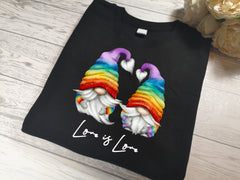 Custom Unisex BLACK Valentines jumper rainbow PRIDE BOYS gonks gnomes love is love
