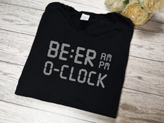 Custom BLACK DAD t-shirt with beer o'clock detail in a choice of colours