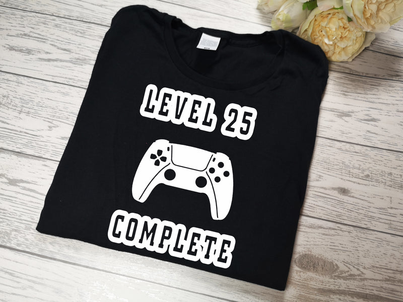 Personalised BLACK Birthday gaming t-shirt any age detail