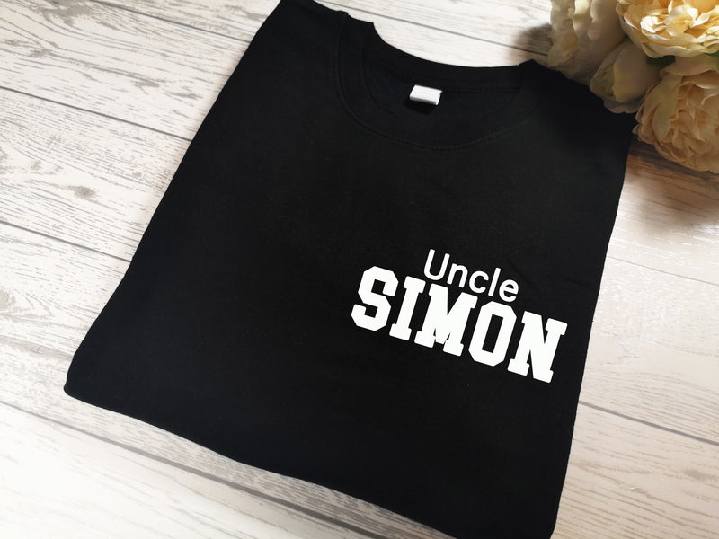 Personalised BLACK Uncle t-shirt with name detail