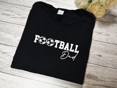 Personalised BLACK DAD t-shirt with Football daddy detail in a choice of colours any name