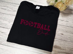 Personalised BLACK DAD t-shirt with Football daddy detail in a choice of colours any name