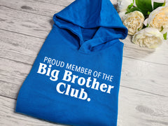 Custom Kids BLUE hoodie Big brother club detail baby announcement