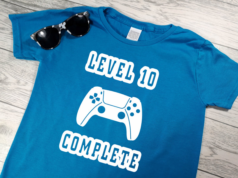 Personalised Kids Birthday GAMING Age Blue custom t-shirt