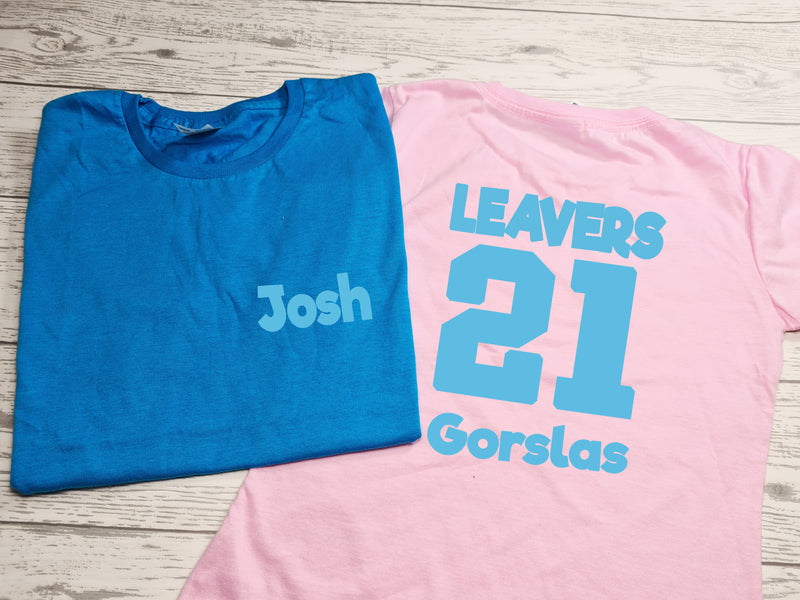Personalised Kids LEAVERS T-SHIRT with Name and year detail for Boys and girls