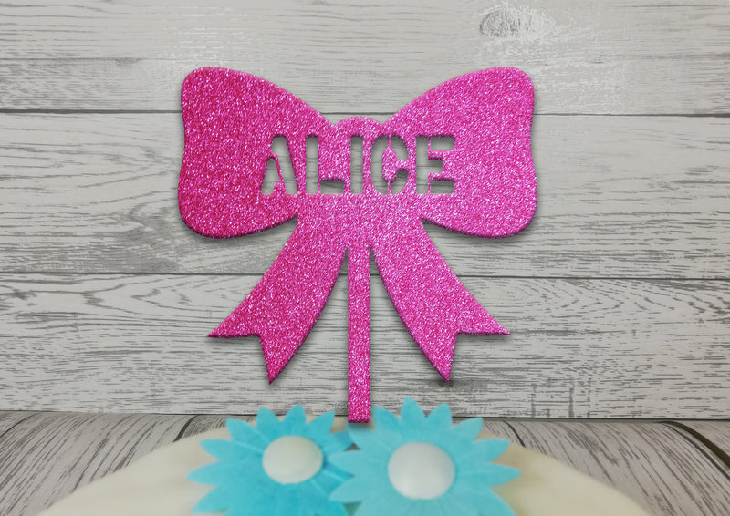 Personalised wooden birthday Bow cake topper Any name